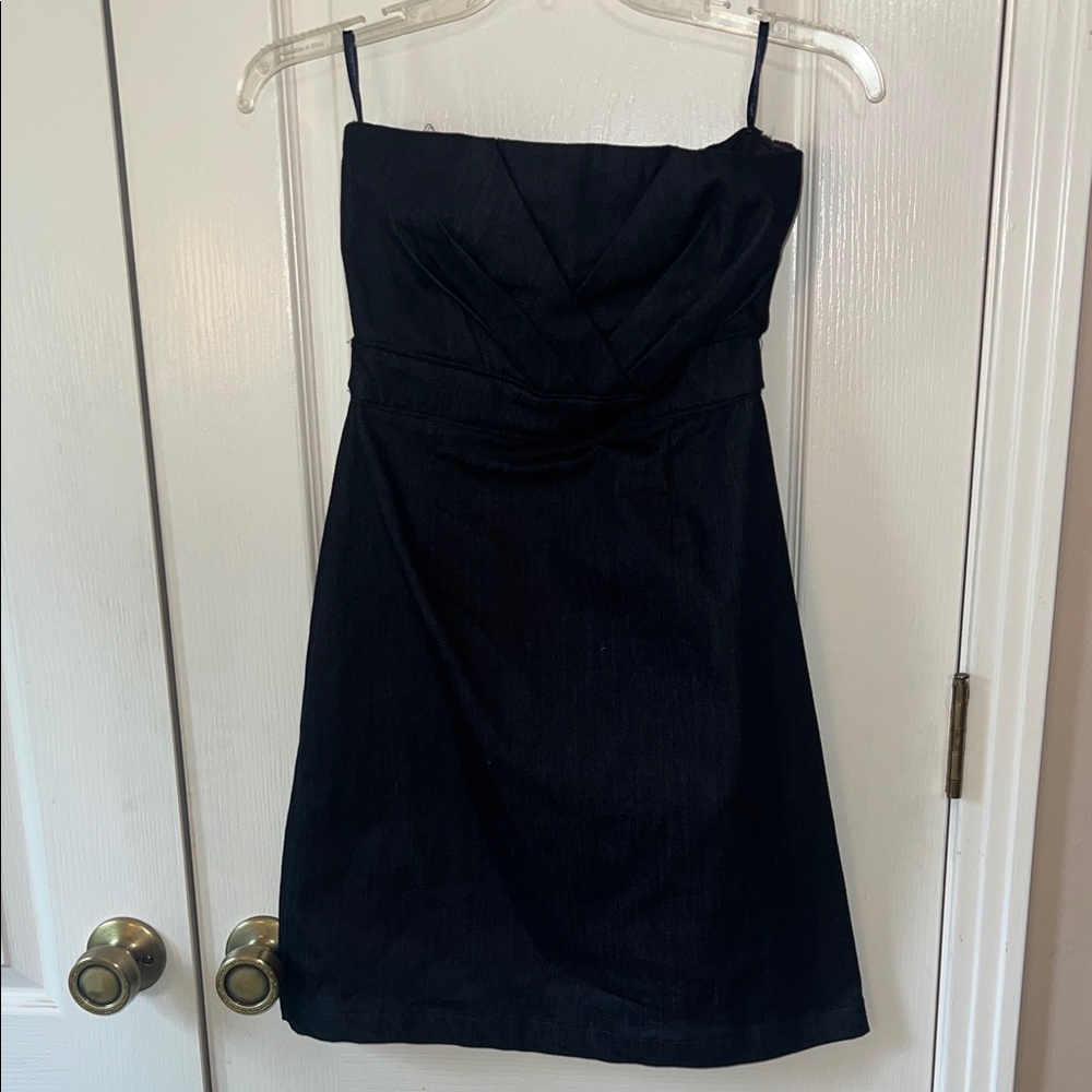 New York & Company Black Strapless Jean Dress